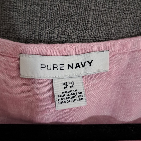 Pure‎ Navy Linen Dress Womens Medium Pink Lightweight Knew High Gauze Coastal - Picture 8 of 11